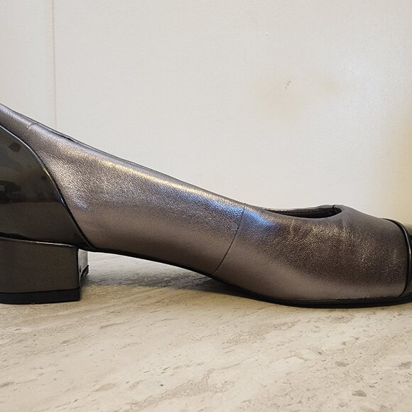 Trotters Daisy Pump Women's Shoes Taupe/ Pewter Size US 8.5 Block Heel - Picture 3 of 11